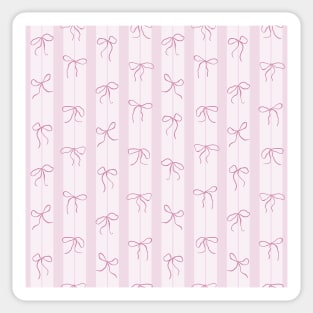 Coquette pink bows on a vertical stripes background Sticker